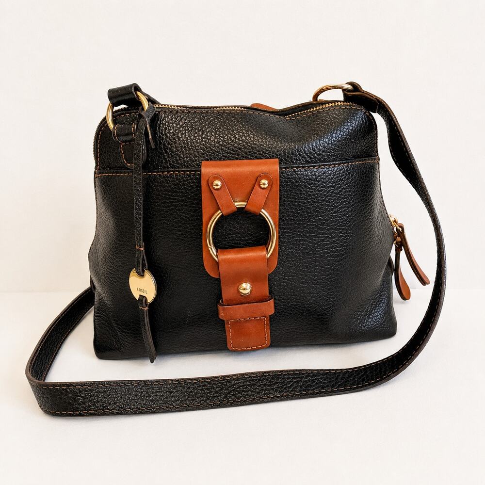 Lodis Leather Crossbody Under Lock & Key Black Brown Pebbled Gold Hardware Bag